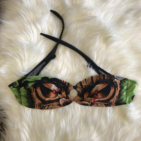 Iron Fist Other - Iron Fist Tiki Face Strapless Bikini Top